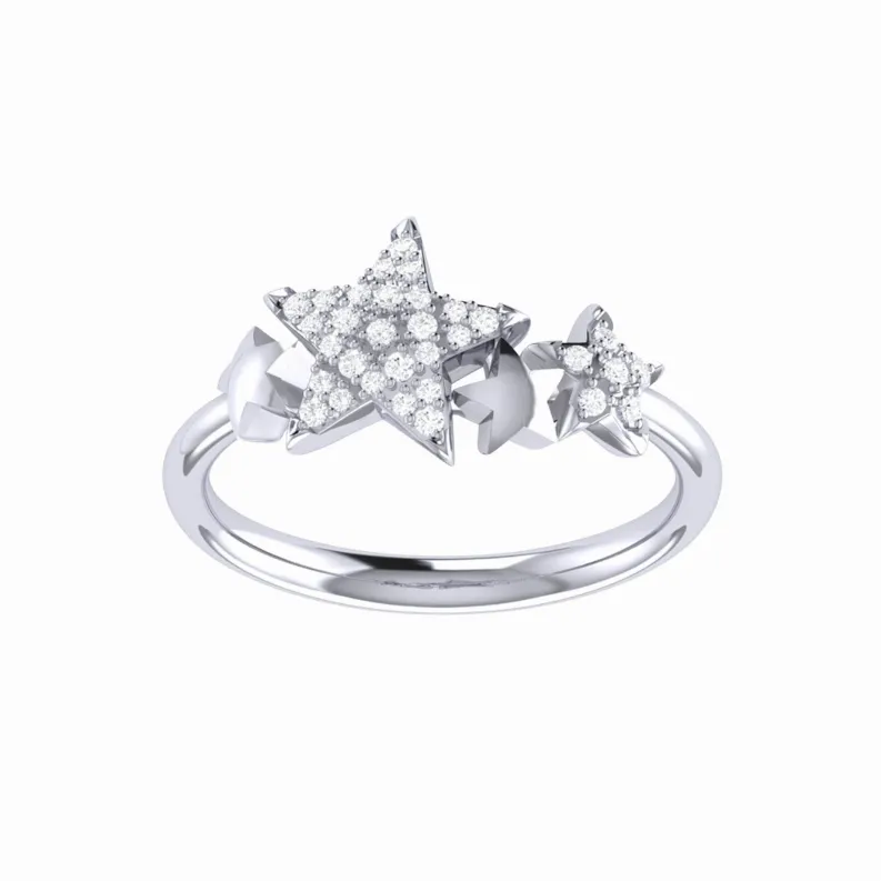 Dazzling Star Cluster Diamond Ring in Sterling Silver