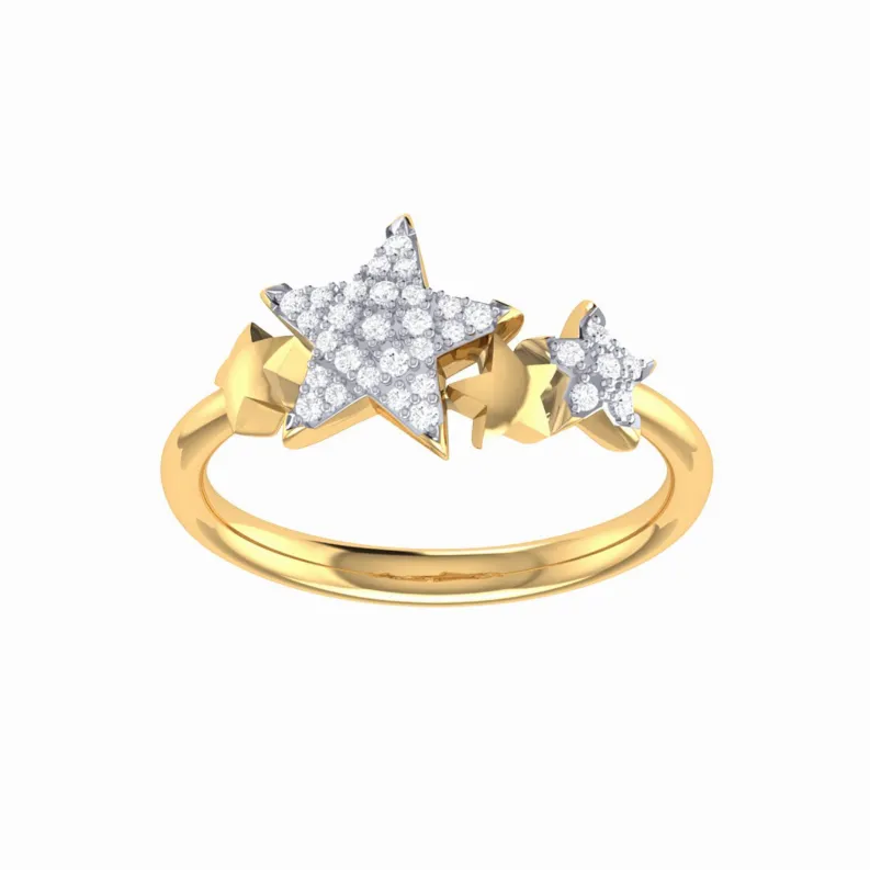 Dazzling Star Cluster Diamond Ring in Sterling Silver