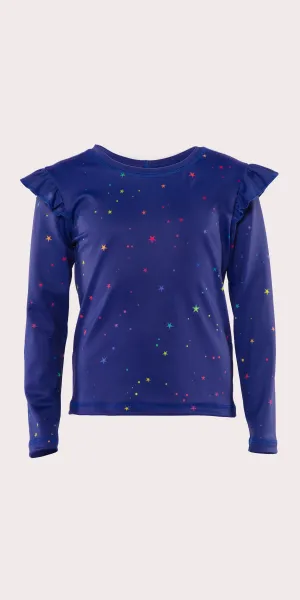 Dazzling Stars - Kids Ruffle Long Sleeve Top