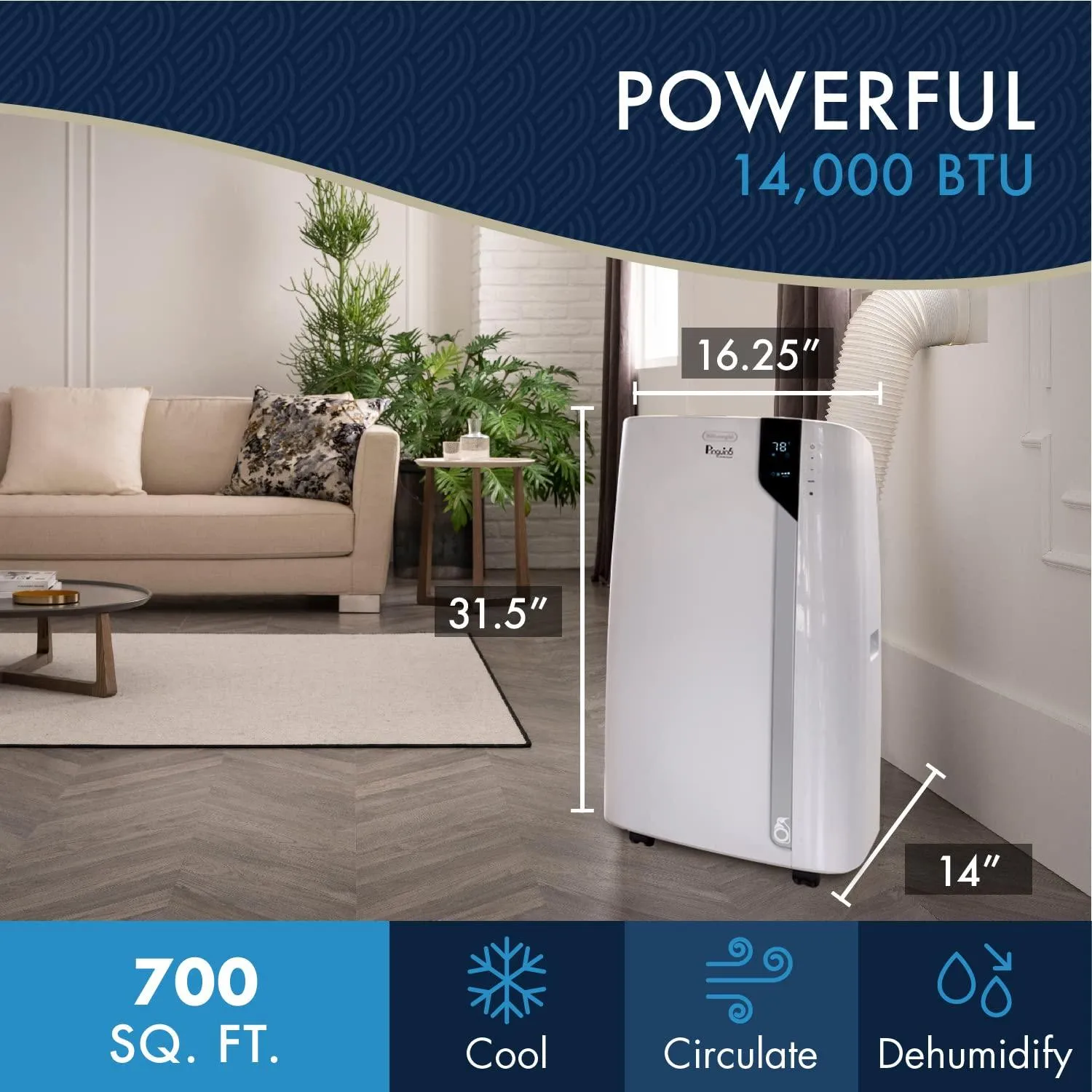 De'Longhi Portable Air Conditioner 14,000 BTU.