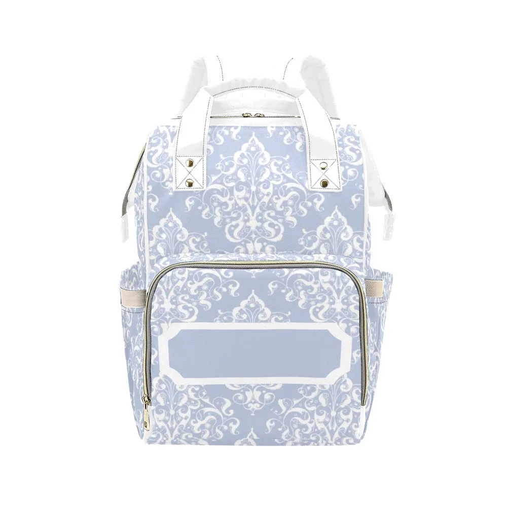 Designer Diaper Bags - Pretty Light Blue Personalized Custom Diaper Bag Backpack