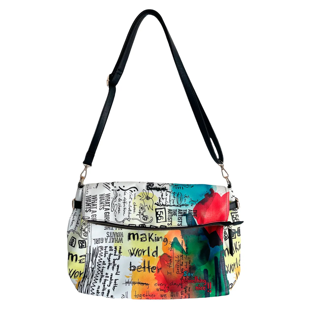 Desigual Fold Over Patterned Bag