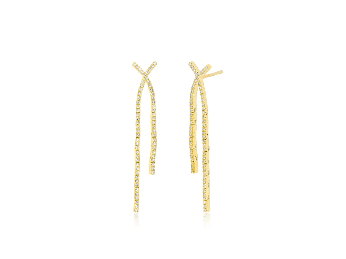 Diamond Criss Cross Drop Earrings