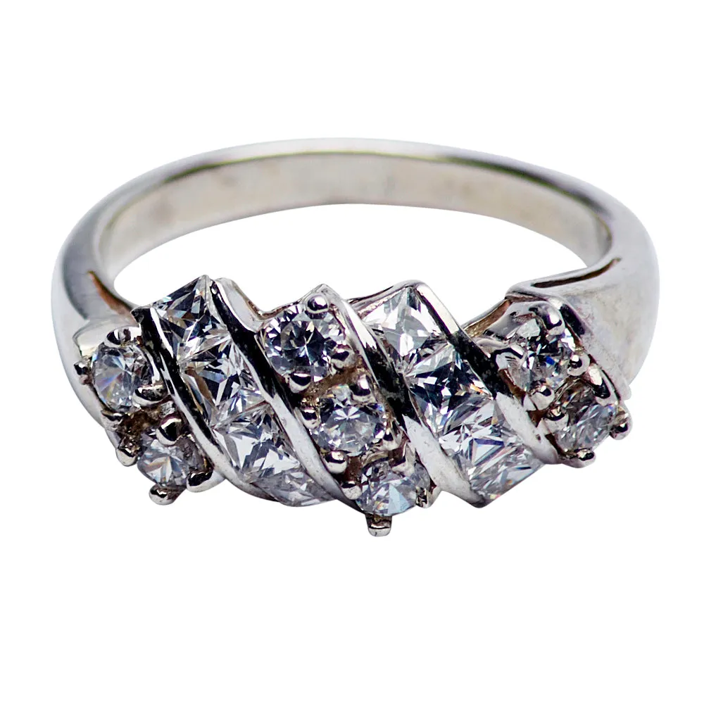 Diamond Simulant Silver Ring