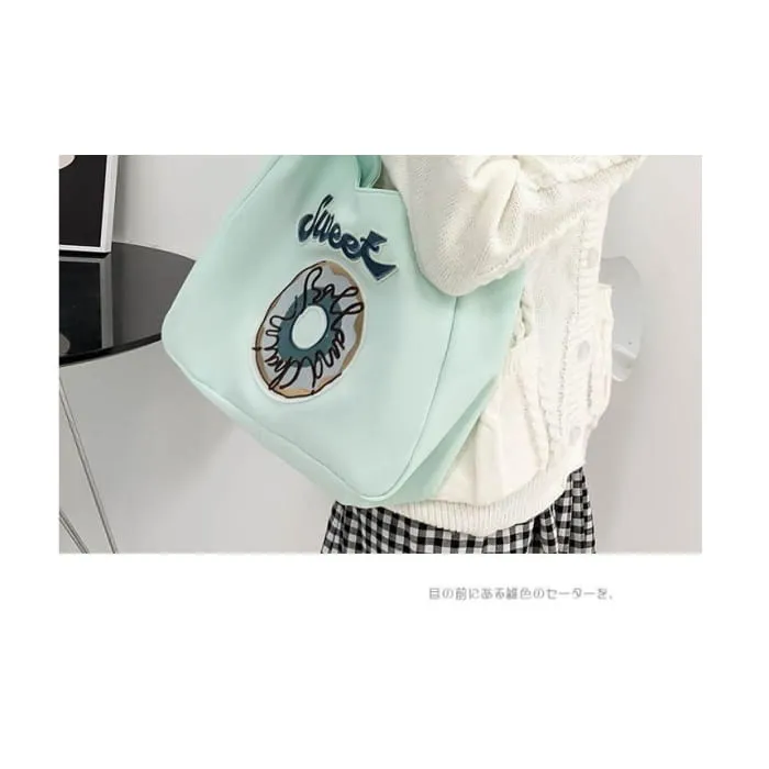 Donut Embroidered Shoulder Bag