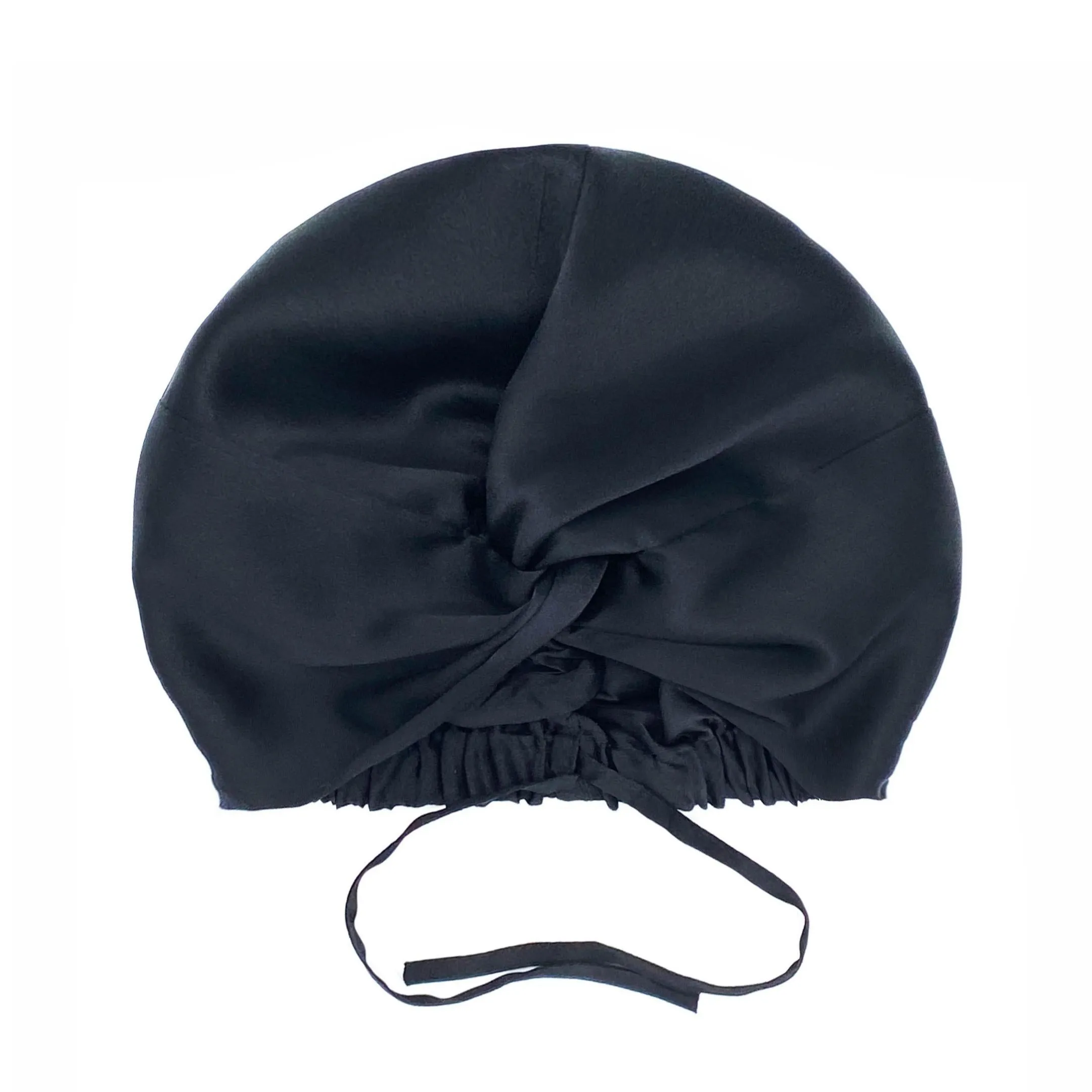 Double-Lined Adjustable Women Silk Hair Bonnet Mulberry Silk Turban Night Hair Care Hair Wrap - Navy