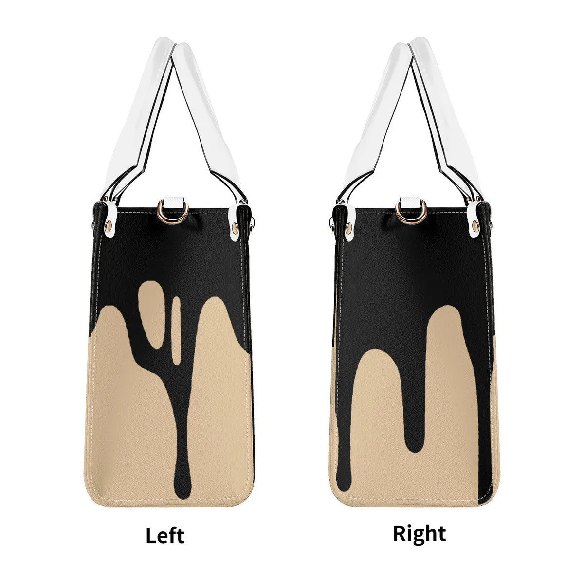 DRIP Black & Tan Multiple Sizes Upgraded Luxury Women PU Leather Handbag