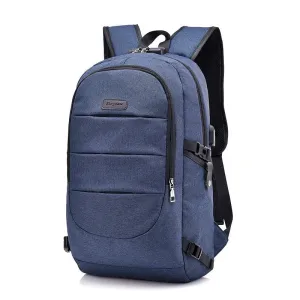 Dxyizu Oxford Men's Casual BackPack With Anti-Theft Lock And USB Charging Port-Blue