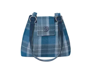 Earth Squared - Ava Shoulder Bag - Humbie Tweed Wool - Blue & Grey - 30x27cms