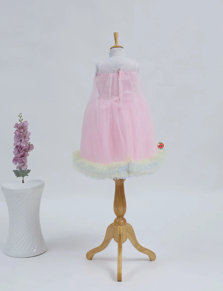 Elegant Pink Color Party Frock for Girls