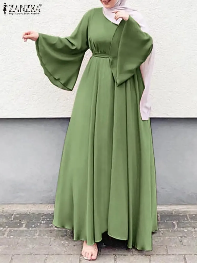 Elegant Women’s Solid Color Maxi Dress – Turkish Abaya Robe