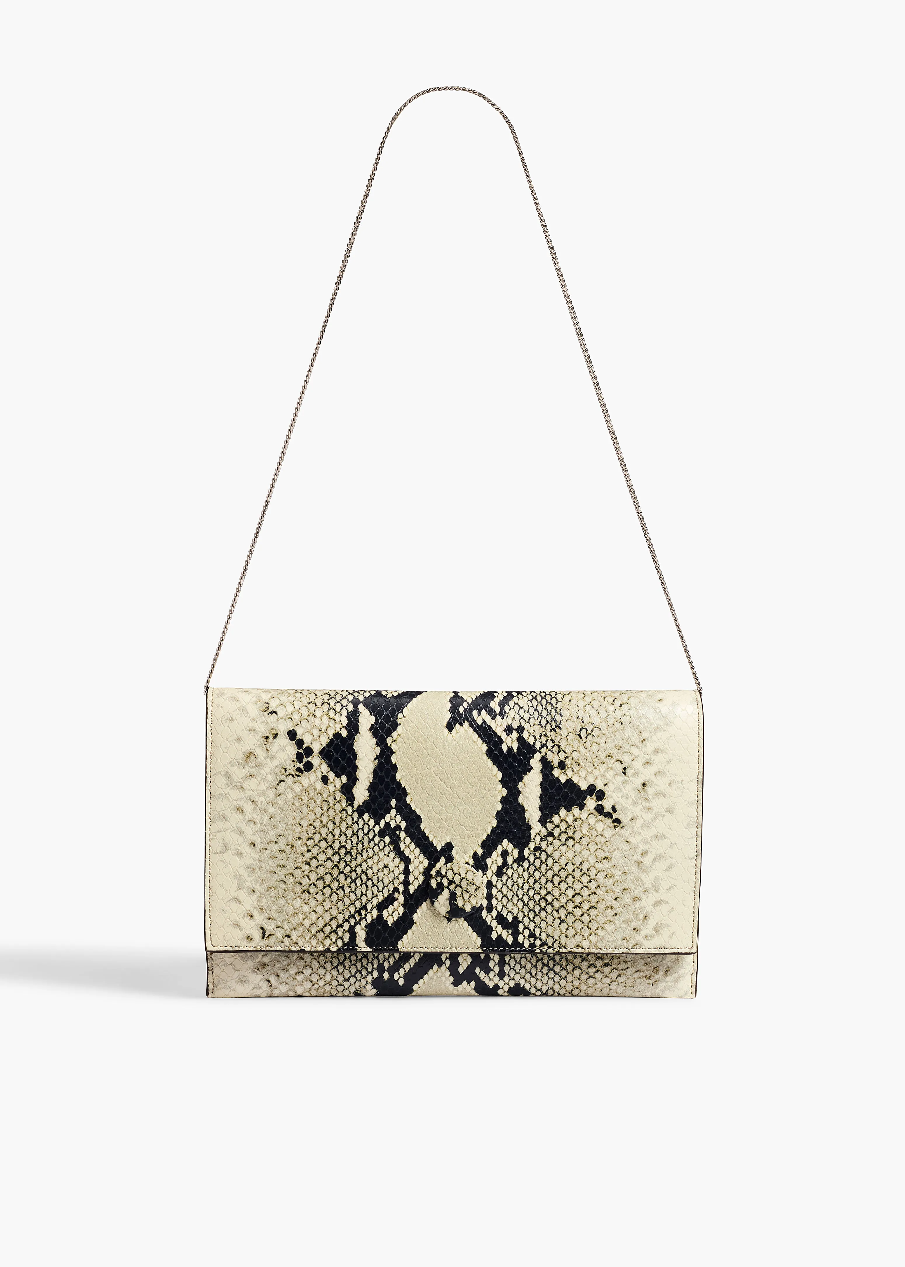 Eve Pochette on Chain in Natural Python-Embossed Leather