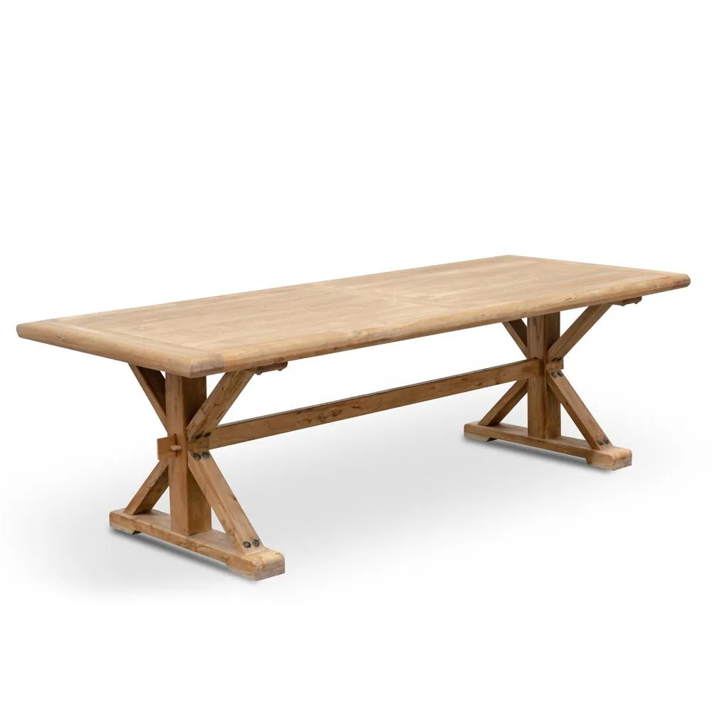 Ex Display - Winston Reclaimed 3m Elm Wood Dining Table - Rustic Natural