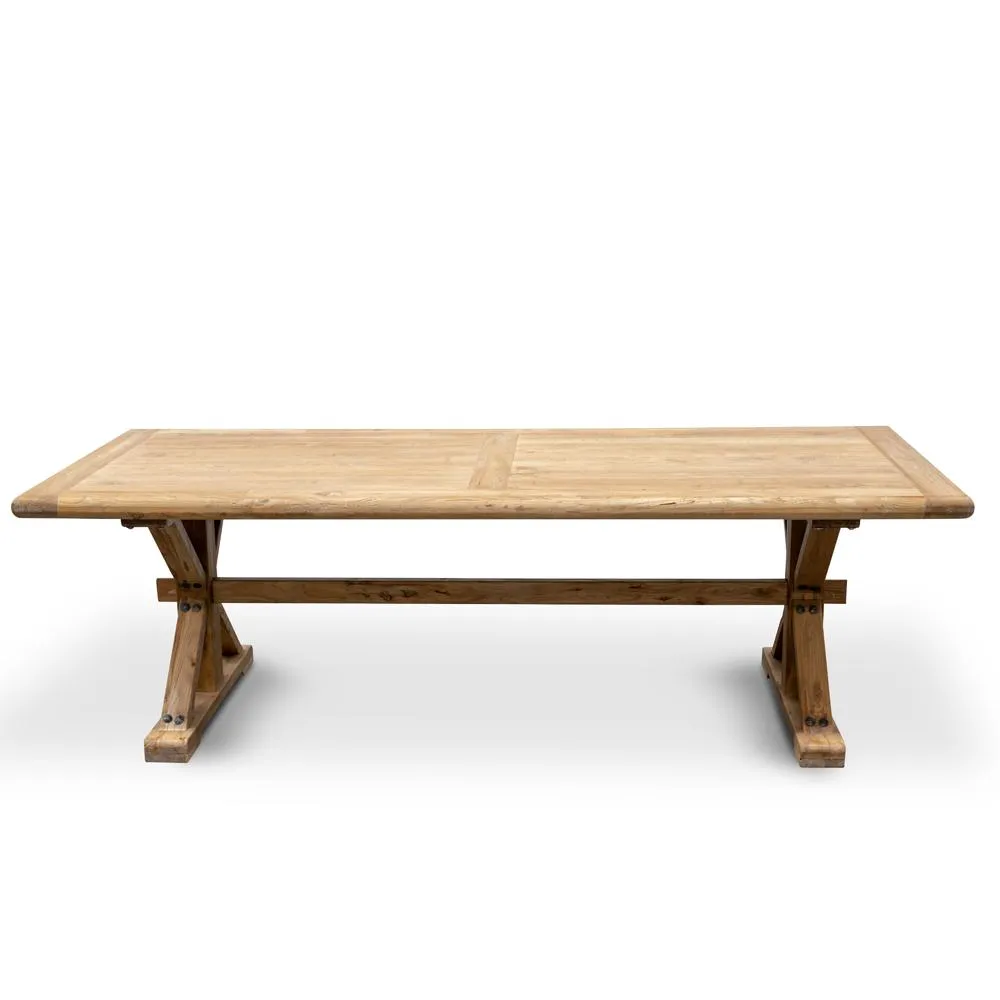 Ex Display - Winston Reclaimed 3m Elm Wood Dining Table - Rustic Natural