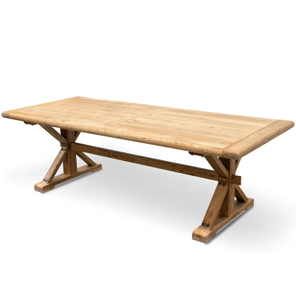 Ex Display - Winston Reclaimed 3m Elm Wood Dining Table - Rustic Natural