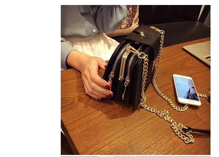 Fashion Women Shoulder Bag Chain Strap Flap Designer Handbags Clutch Ladies Messenger Metal Buckle 1