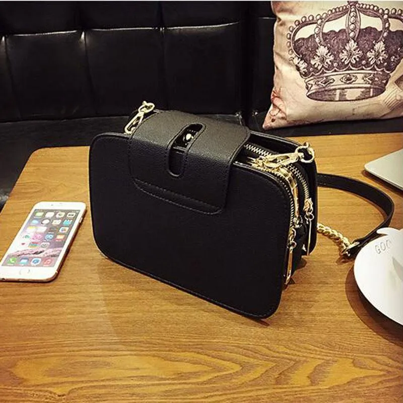 Fashion Women Shoulder Bag Chain Strap Flap Designer Handbags Clutch Ladies Messenger Metal Buckle 1