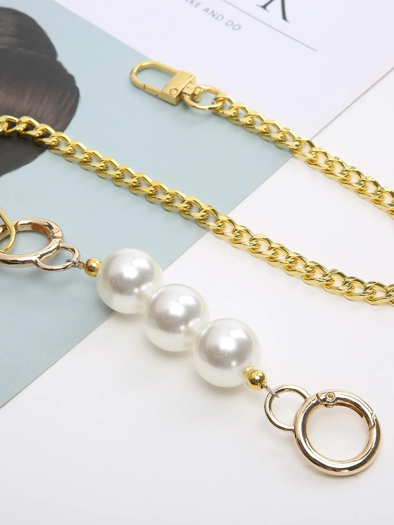 Faux Pearl Decor Chain Bag Strap