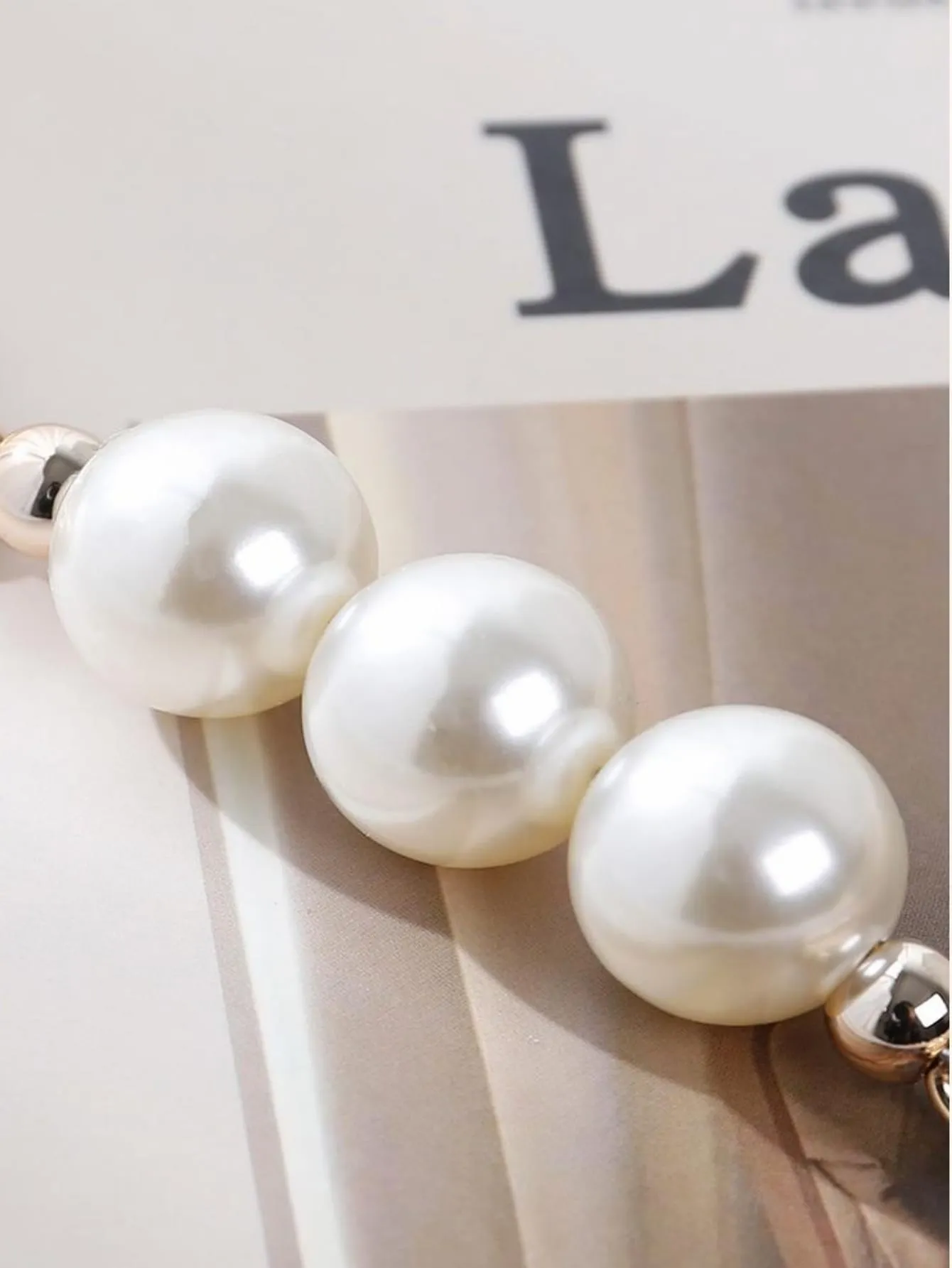 Faux Pearl Decor Chain Bag Strap