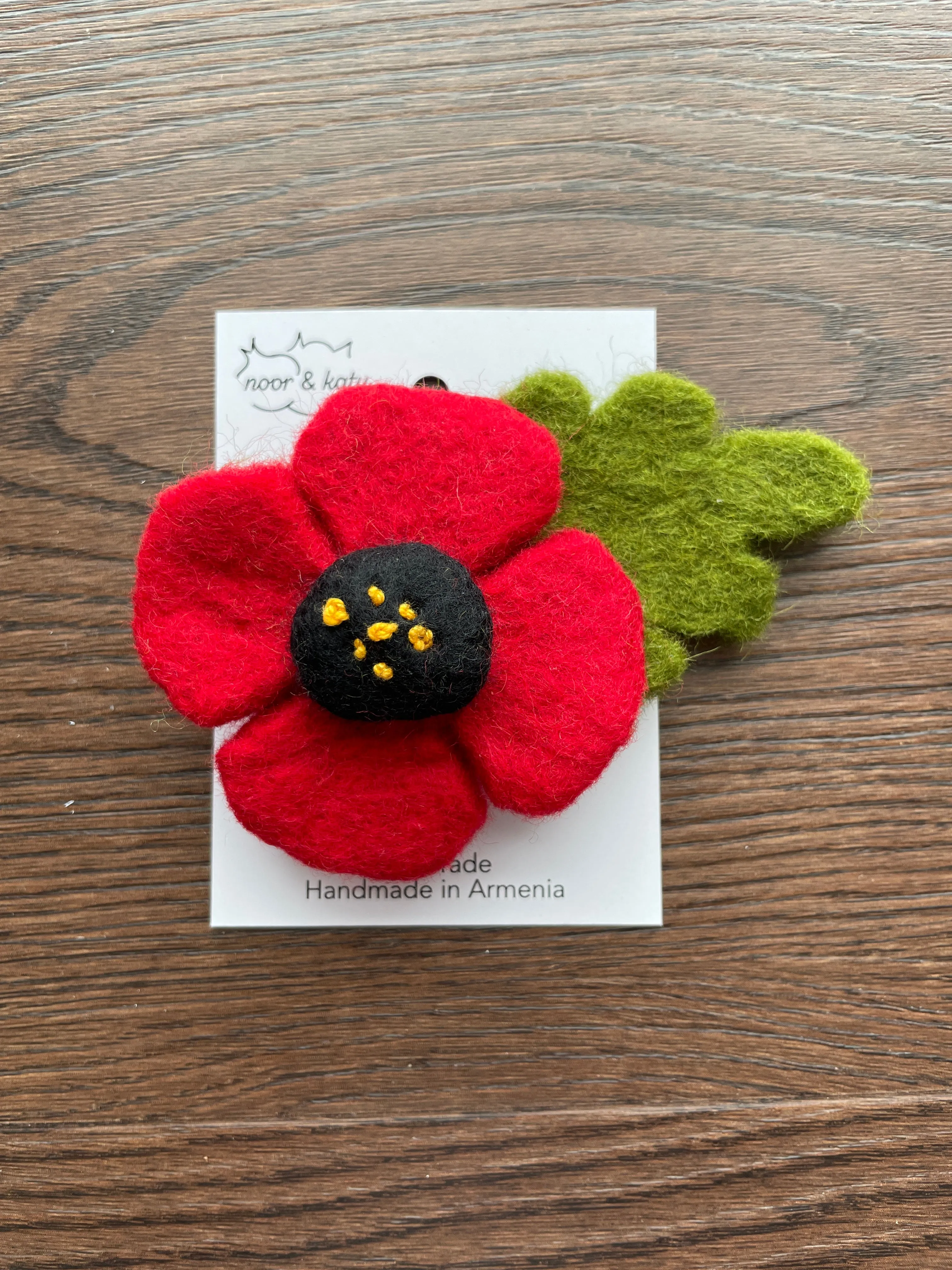 Felt Red Poppy Brooch