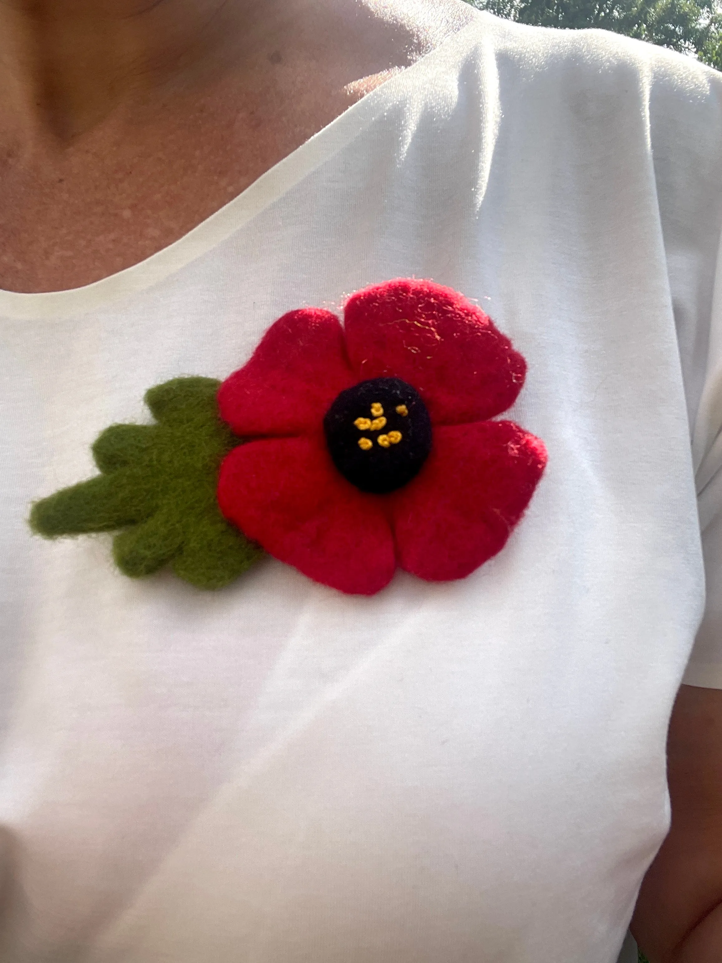 Felt Red Poppy Brooch