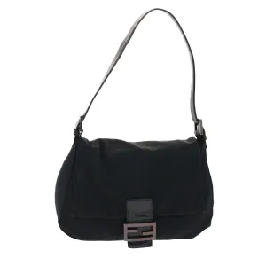 FENDI Mamma Baguette Shoulder Bag Nylon Black  50430