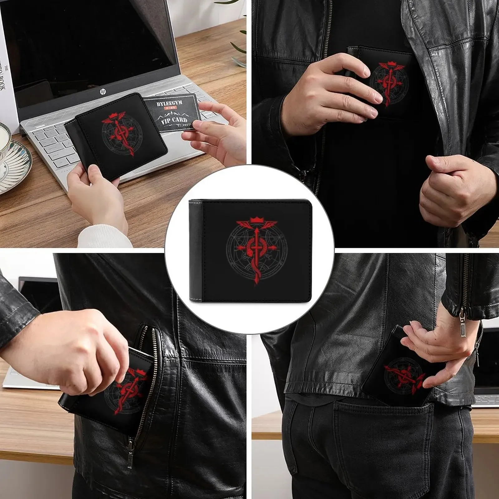 Fullmetal Alchemist Flamel Fashion Credit Card Wallet Leather Wallets Personalized Wallets For Men And Women Fullmetal