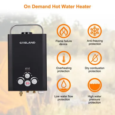 Gasland Outdoor Portable Tankless Water Heater - 1.58GPM 6L - Black