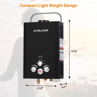 Gasland Outdoor Portable Tankless Water Heater - 1.58GPM 6L - Black