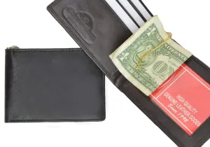 Genuine Leather Bifold Money Clip ID Window Card Holder 1162 (C)