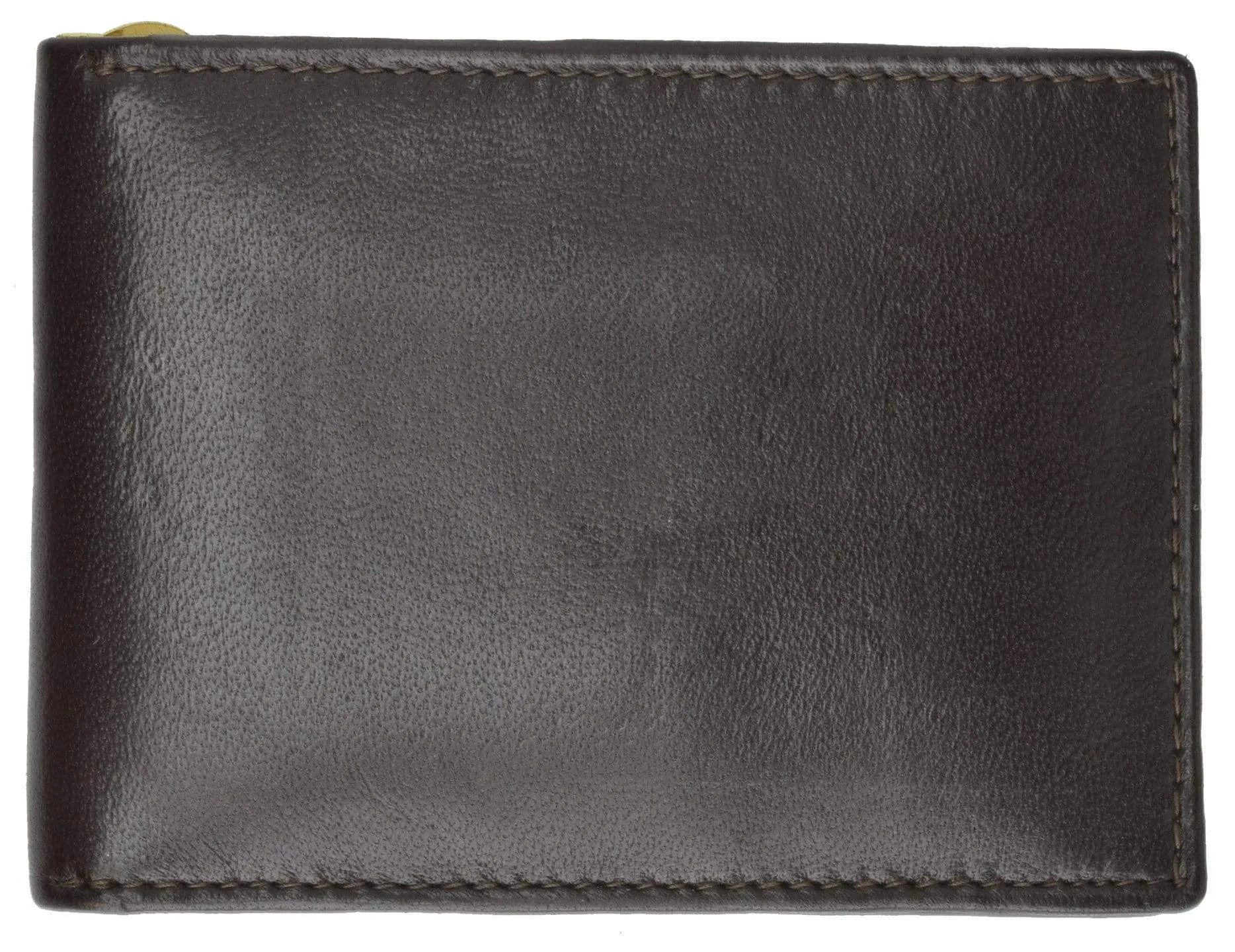 Genuine Leather Bifold Money Clip ID Window Card Holder 1162 (C)