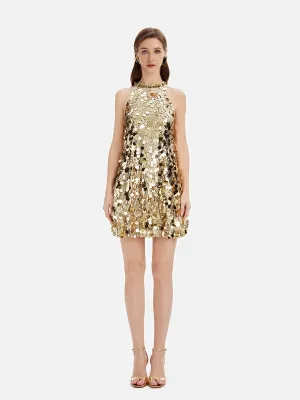 Gilded Sequin Crystal-Embellished Dress