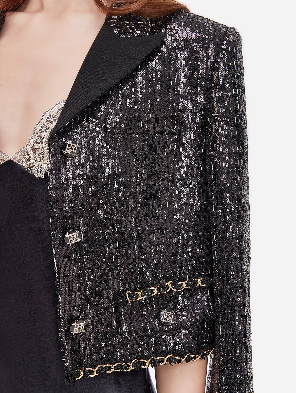 Glamorous Sequin & Chain Jacket