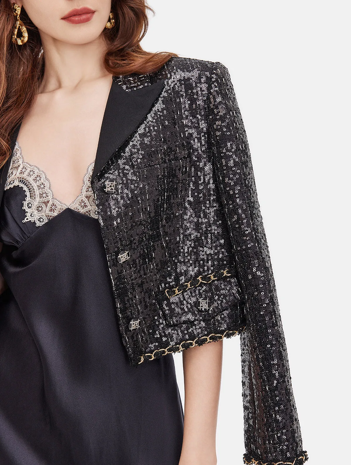 Glamorous Sequin & Chain Jacket