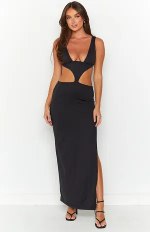 Glamour Black Tie Up Maxi Dress