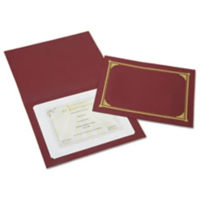 GOLD FOIL DOCUMENT COVER, 12 1-2 X 9 3-4, BURGUNDY, 6 CT. SET, (5 SETS PER PACK)