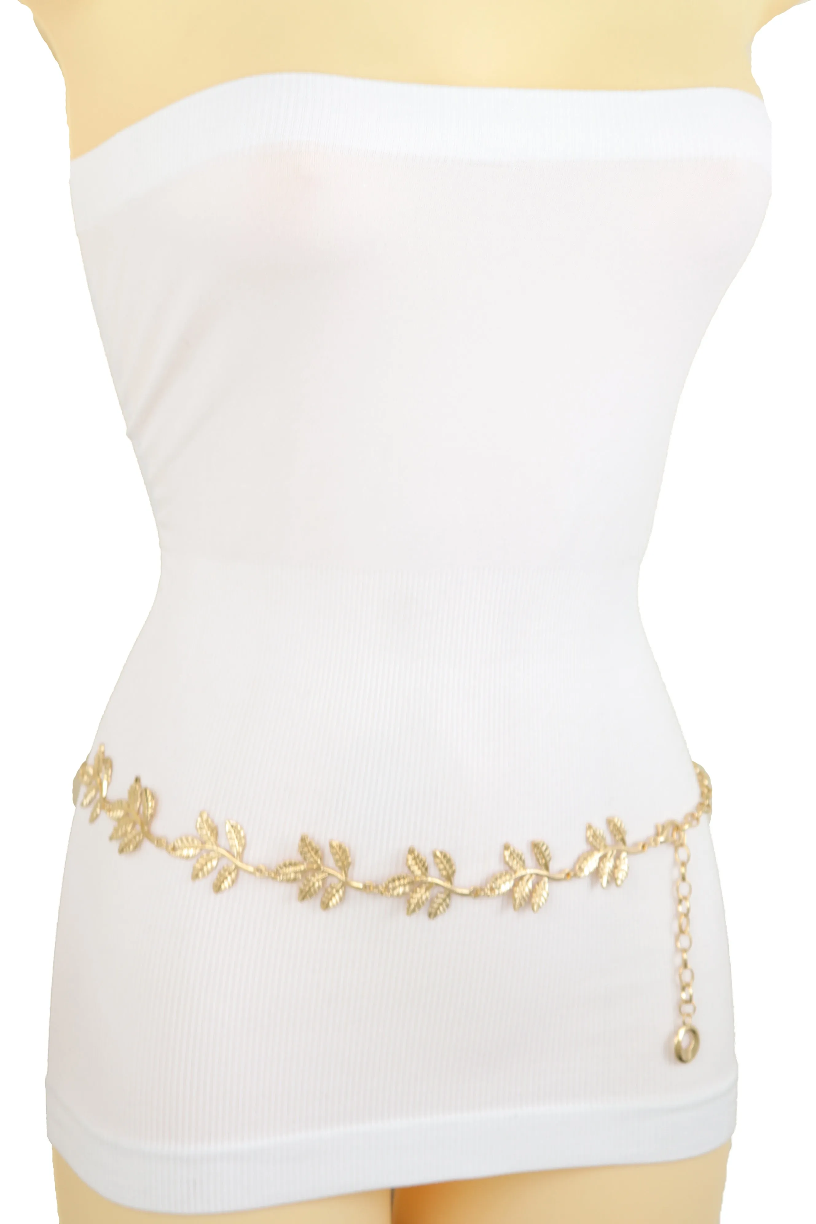 Greek Style Filigree Leaf Metal Chain Belt