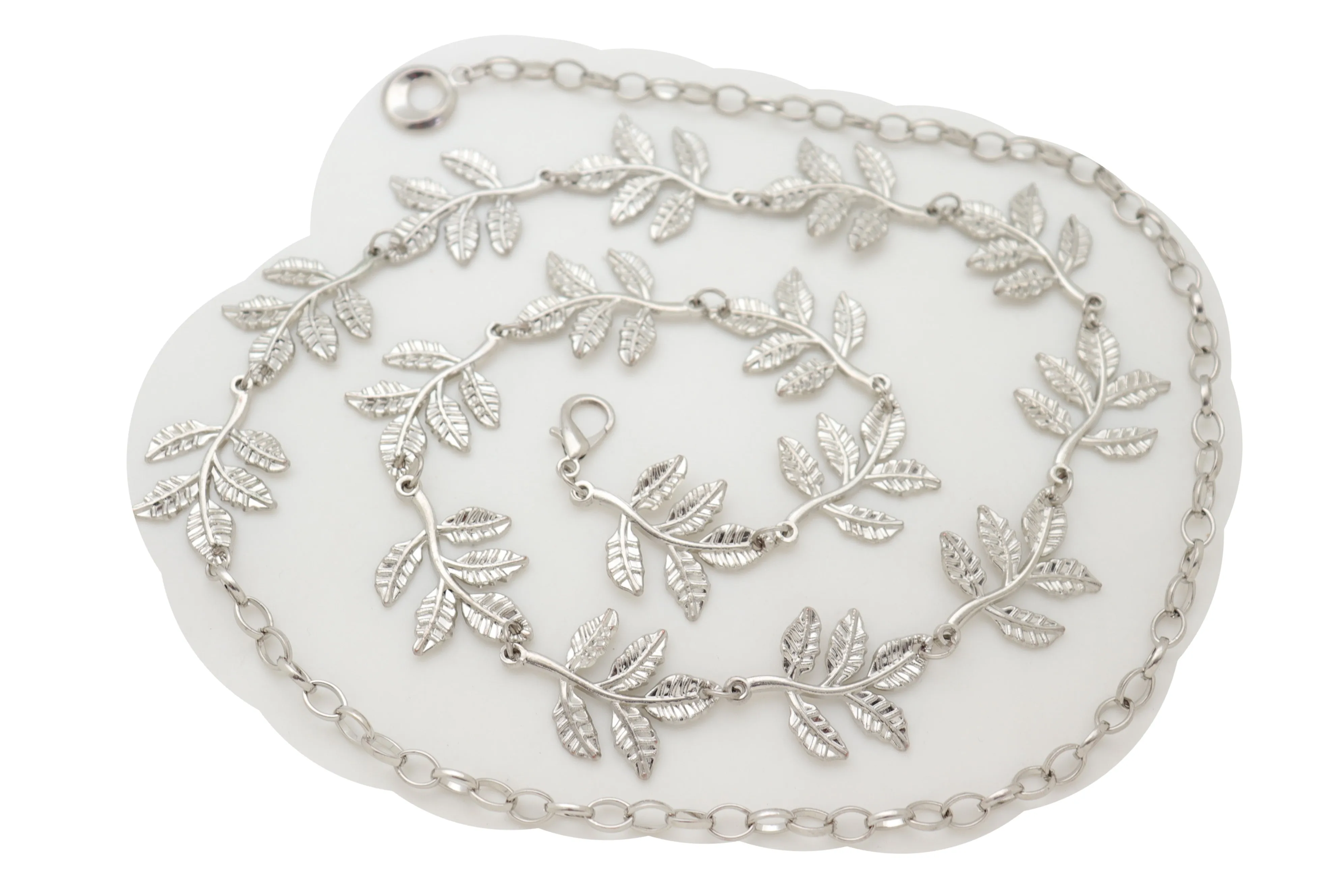 Greek Style Filigree Leaf Metal Chain Belt