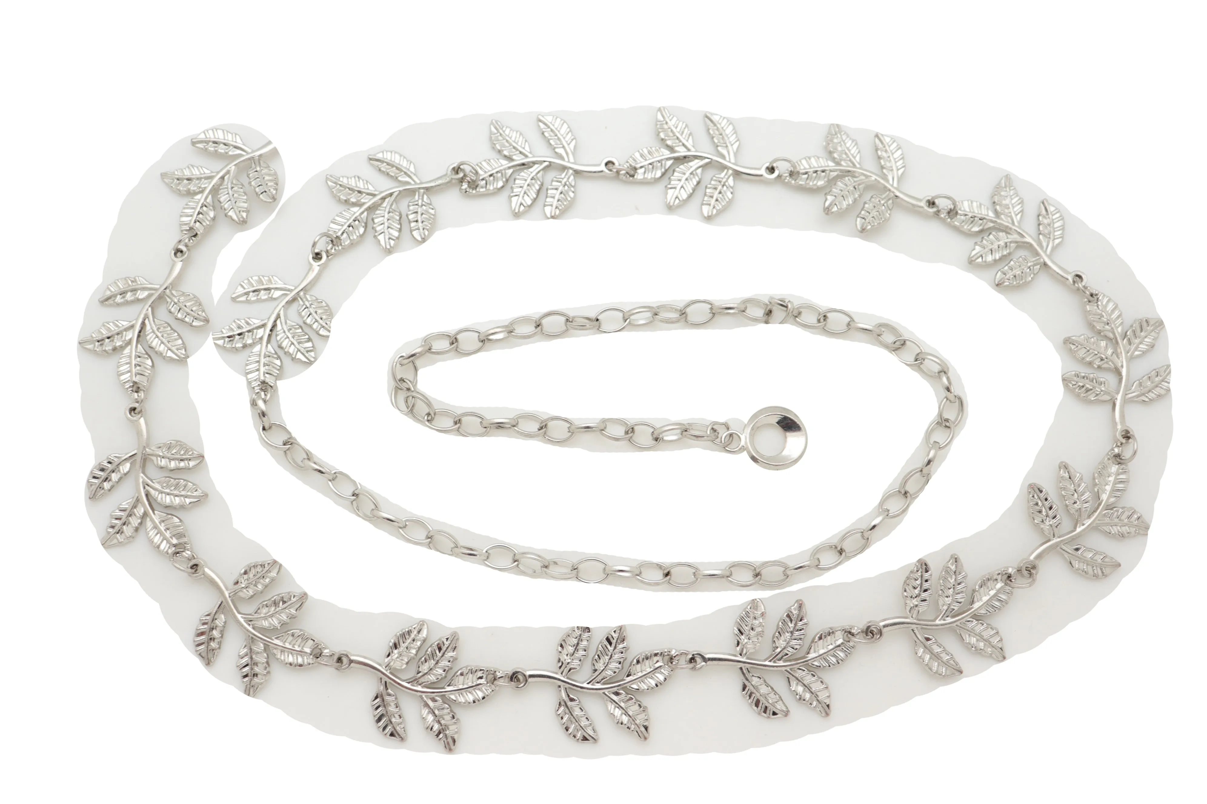 Greek Style Filigree Leaf Metal Chain Belt