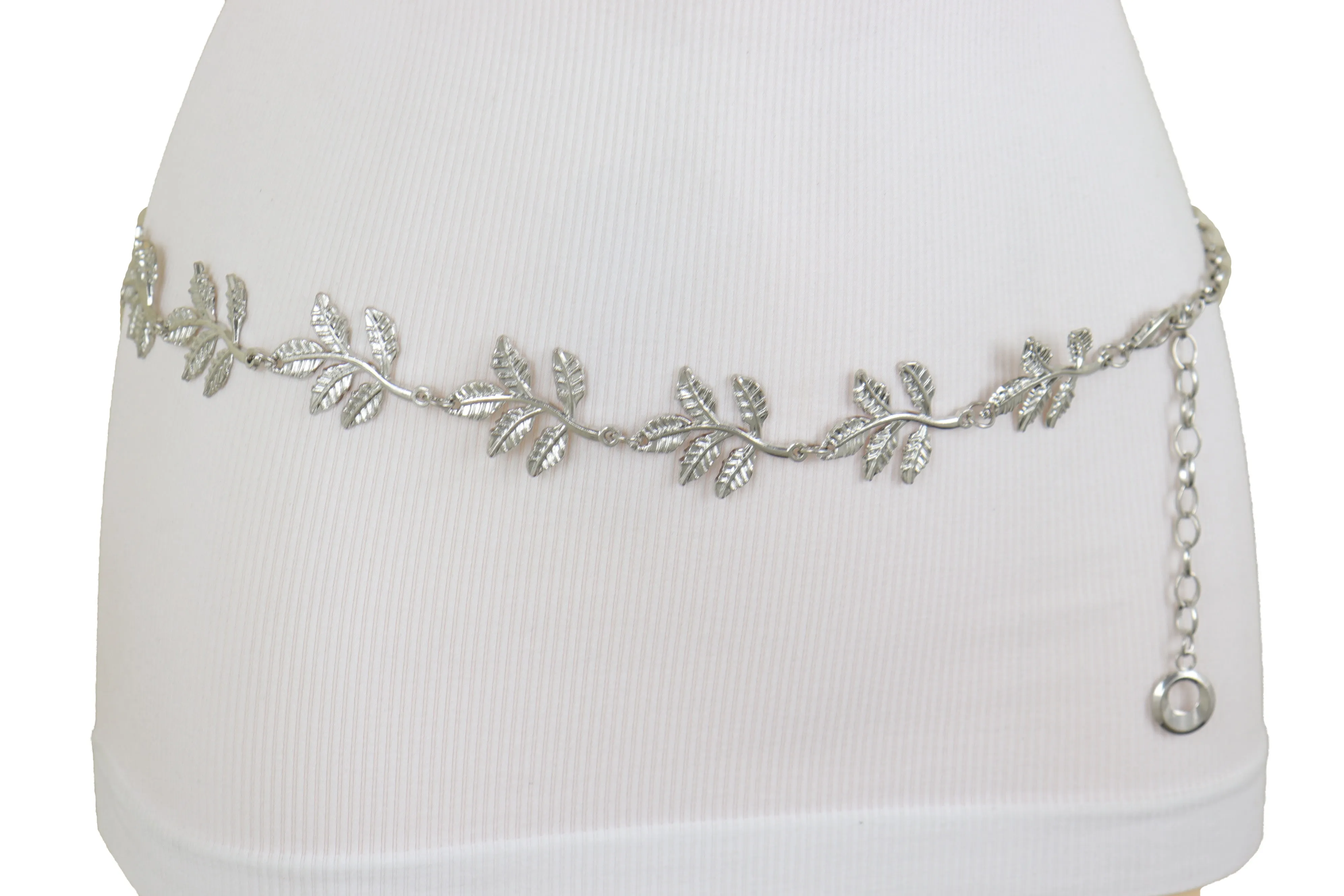 Greek Style Filigree Leaf Metal Chain Belt