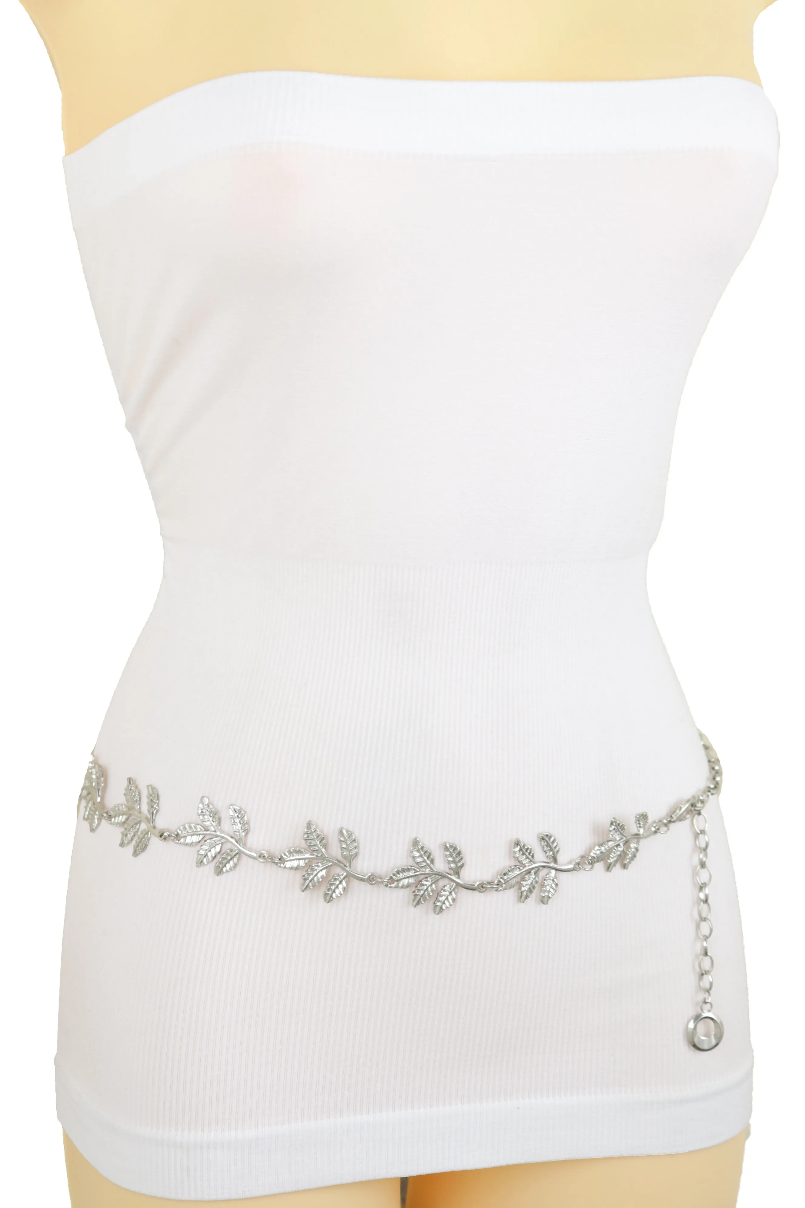 Greek Style Filigree Leaf Metal Chain Belt