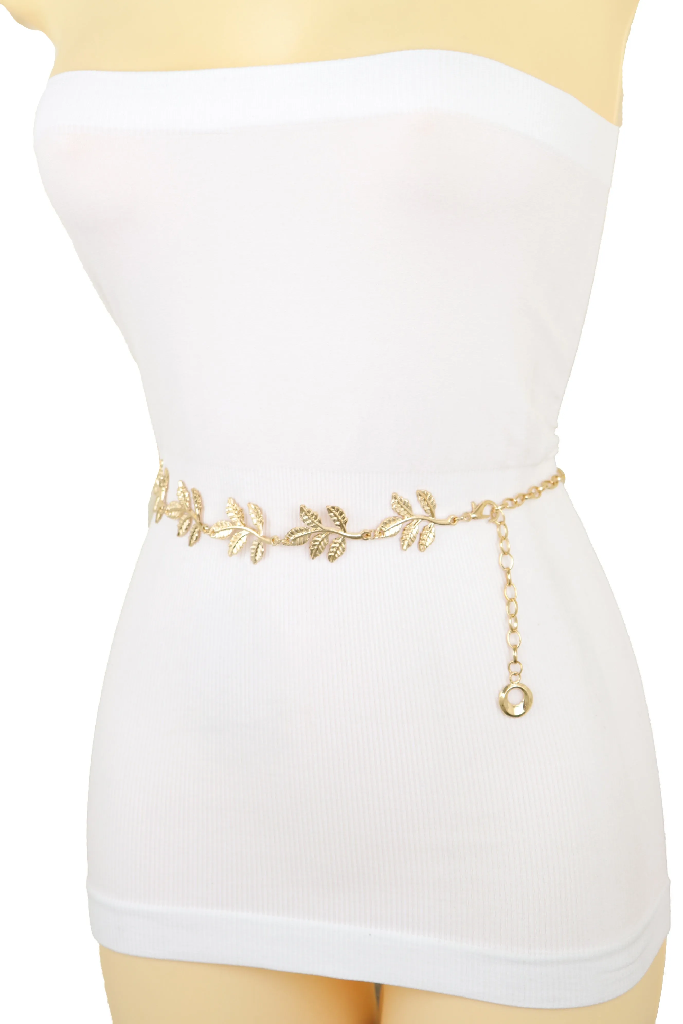 Greek Style Filigree Leaf Metal Chain Belt