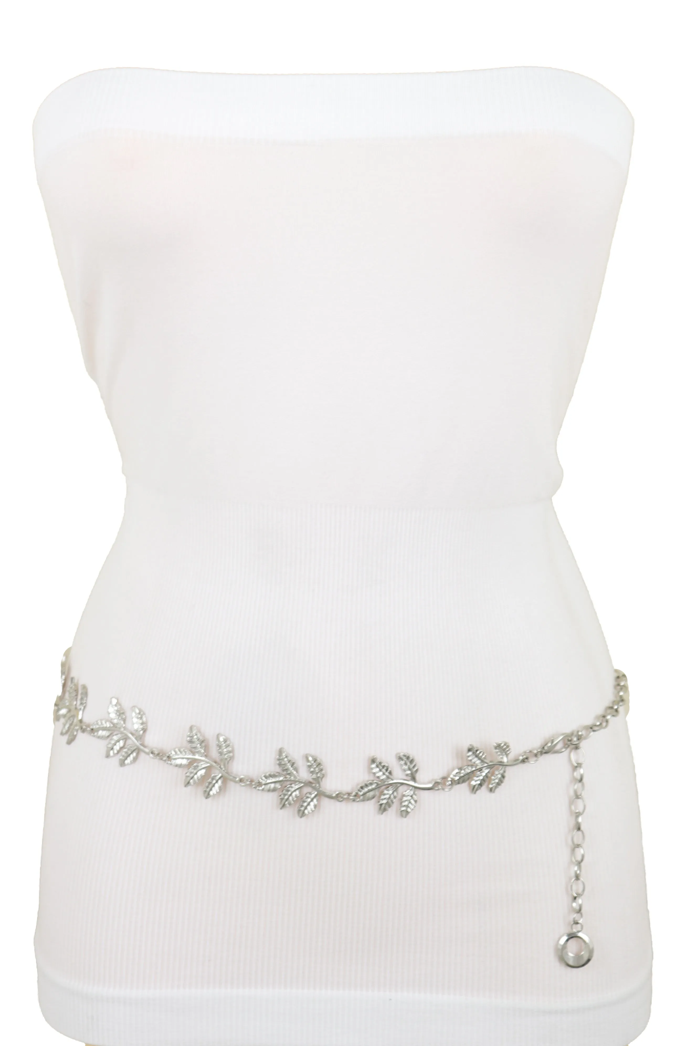 Greek Style Filigree Leaf Metal Chain Belt