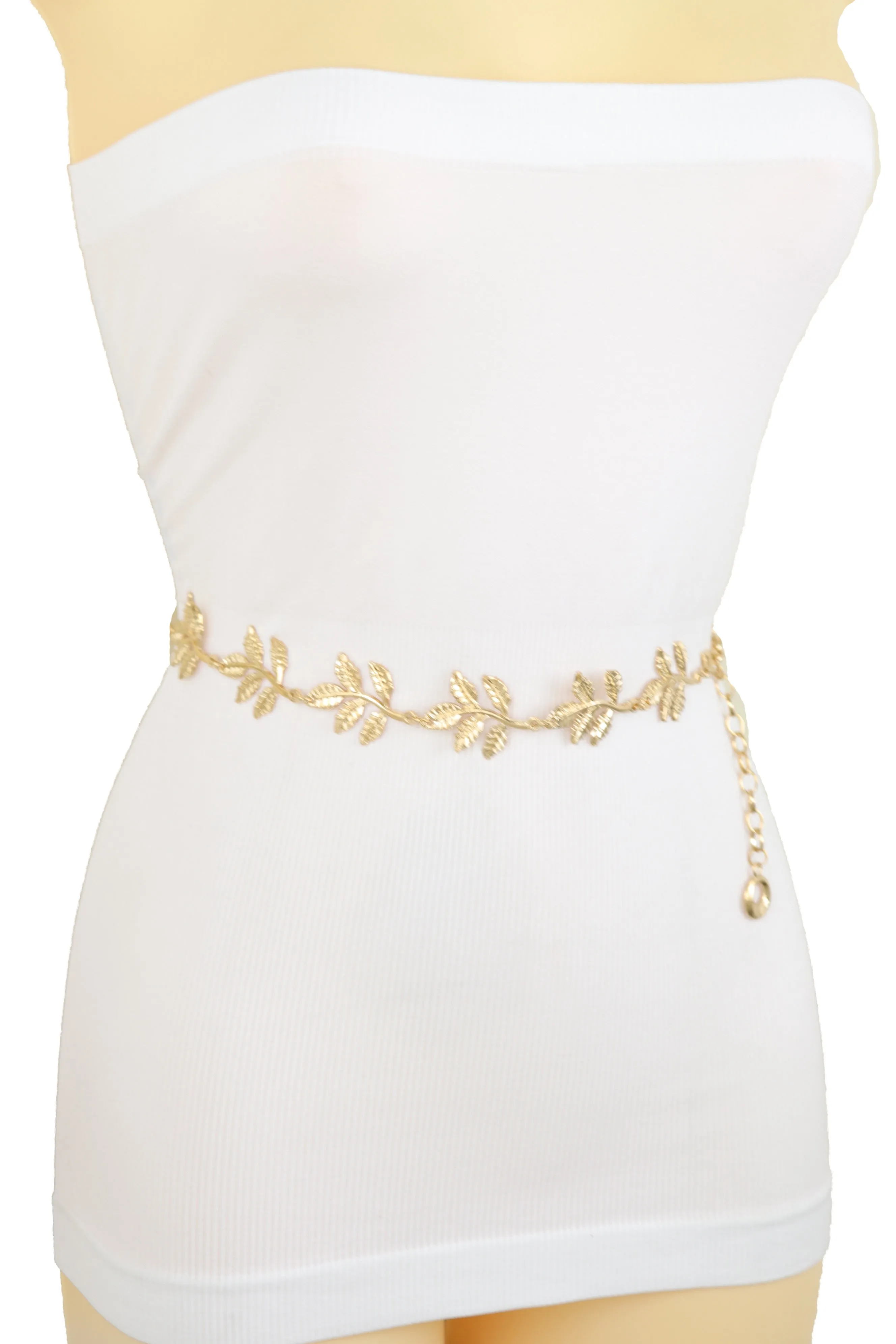 Greek Style Filigree Leaf Metal Chain Belt