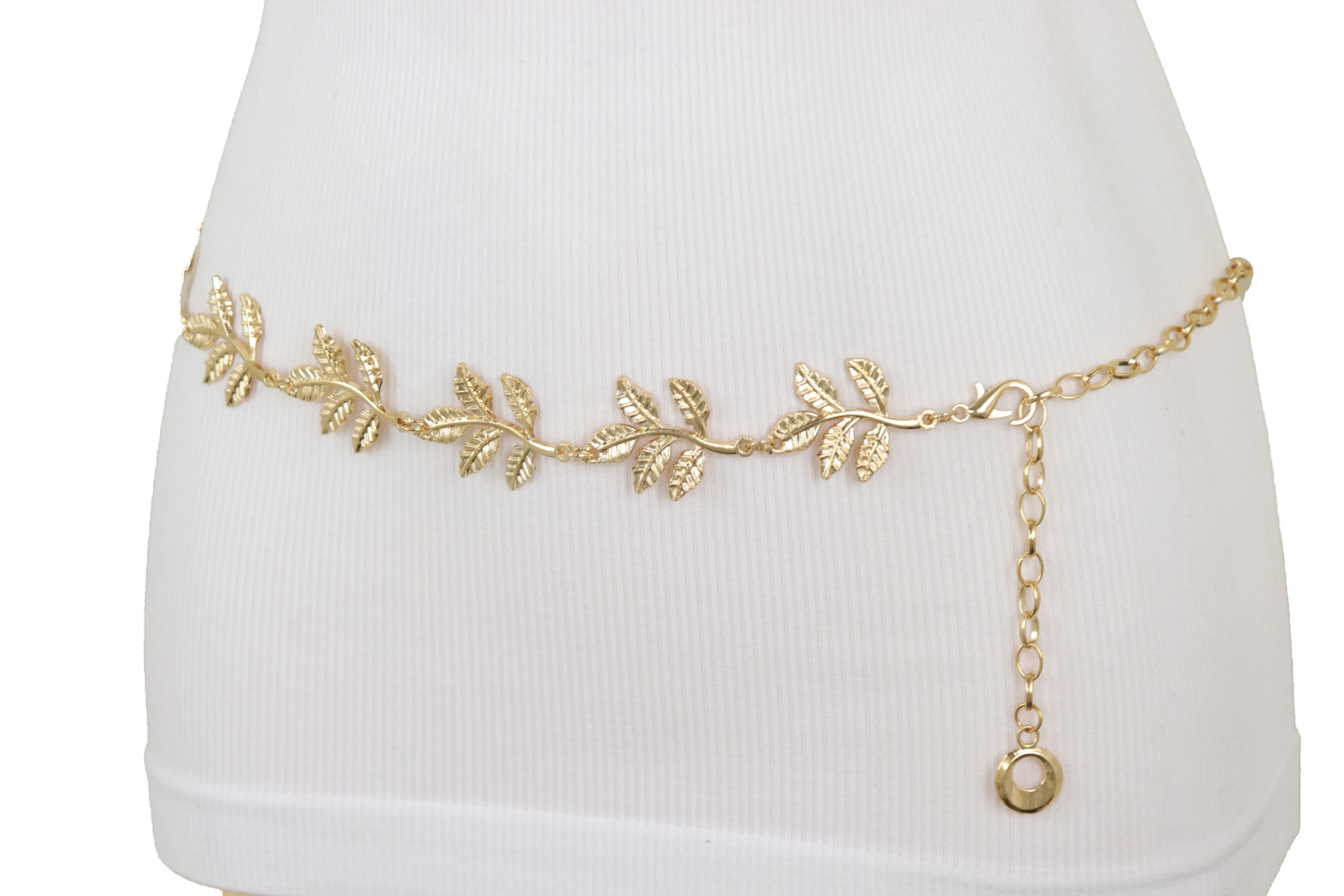 Greek Style Filigree Leaf Metal Chain Belt