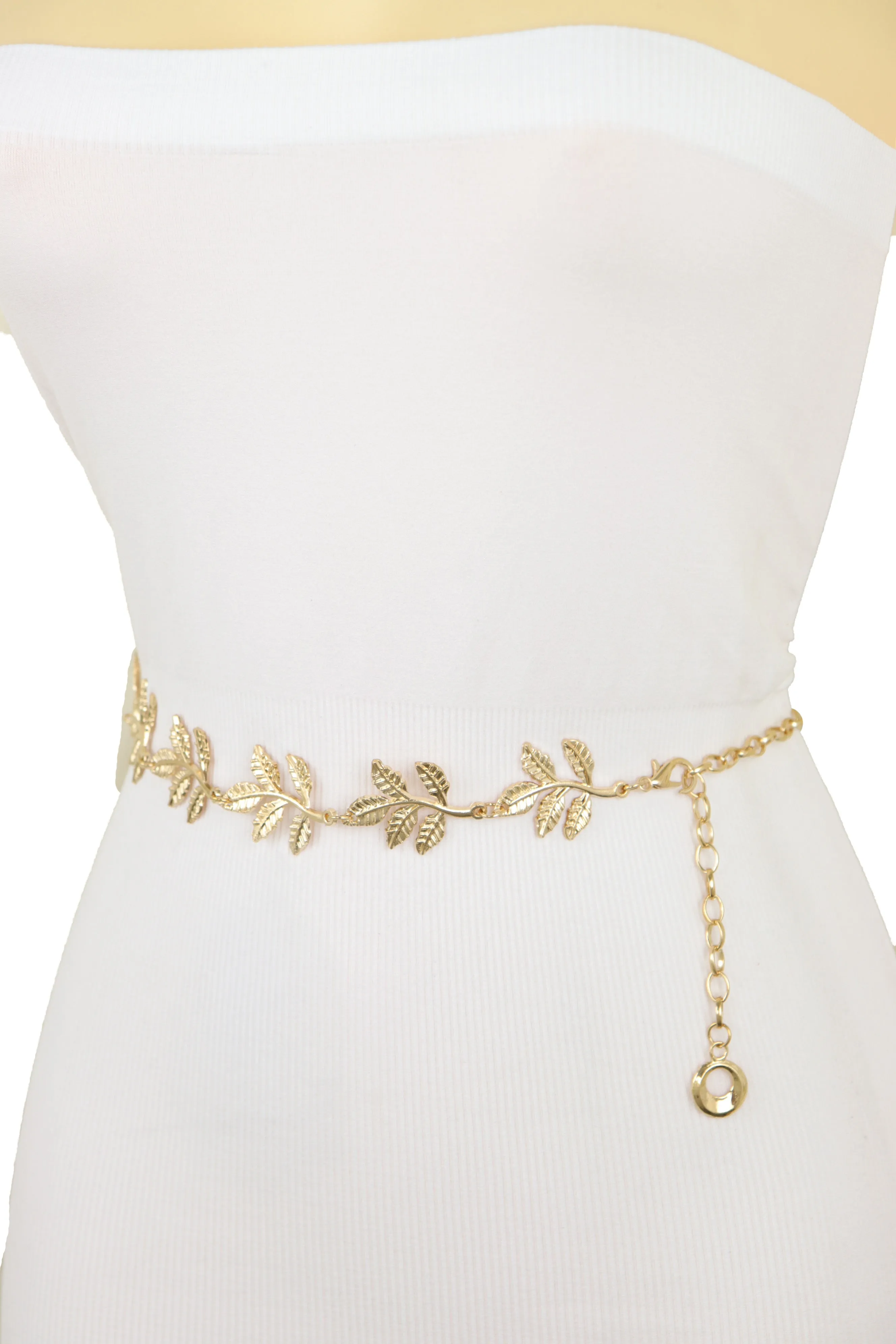 Greek Style Filigree Leaf Metal Chain Belt