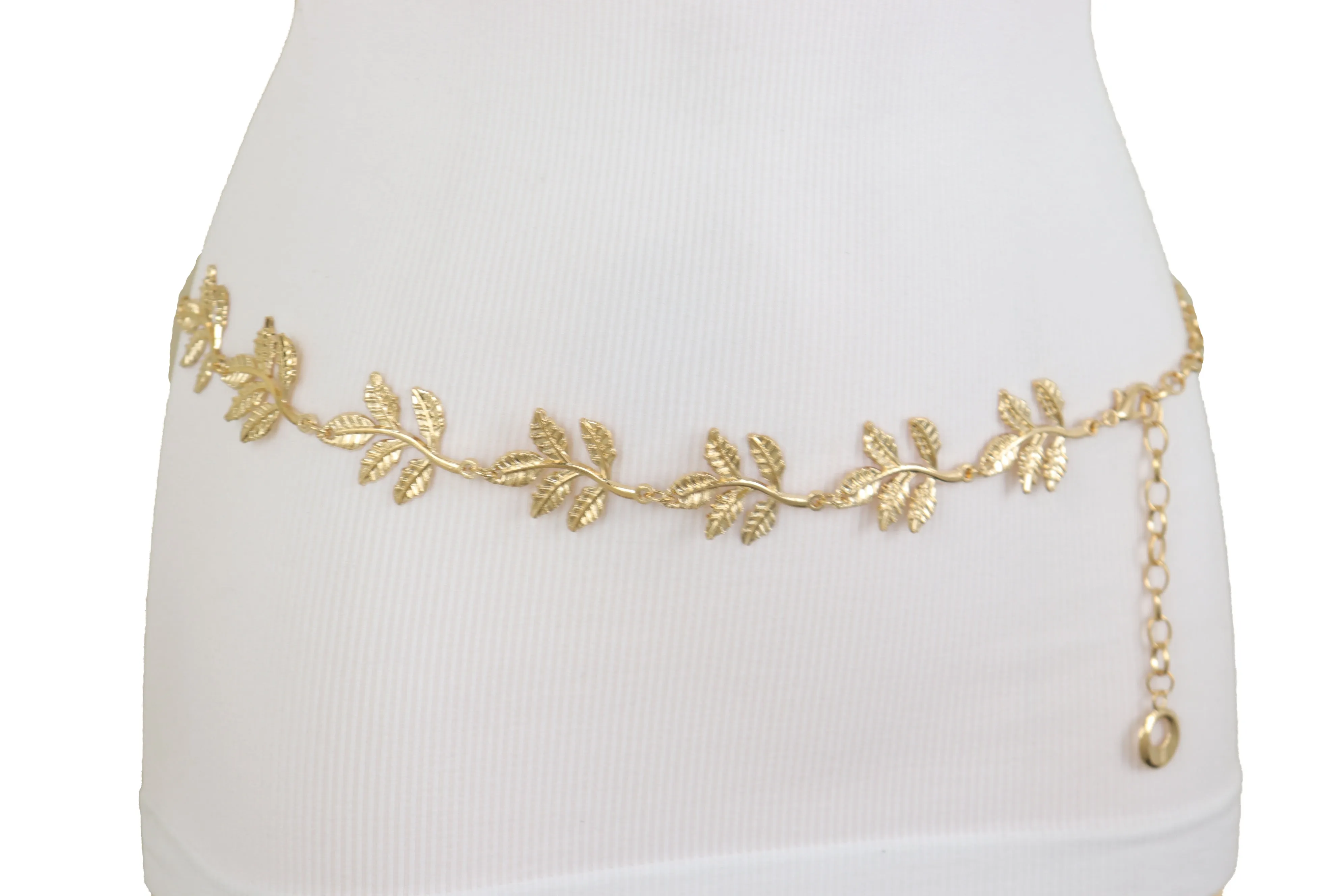 Greek Style Filigree Leaf Metal Chain Belt