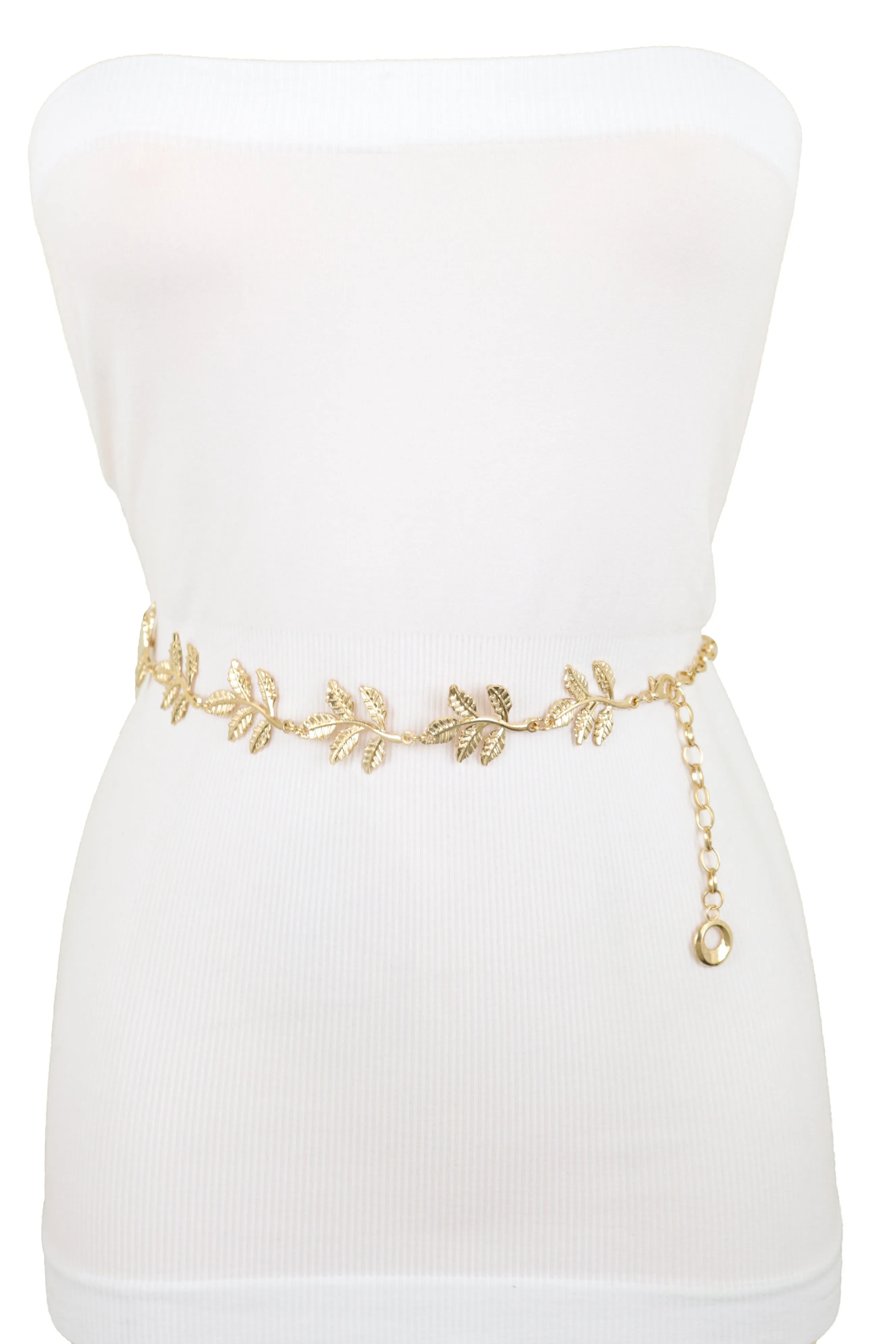 Greek Style Filigree Leaf Metal Chain Belt