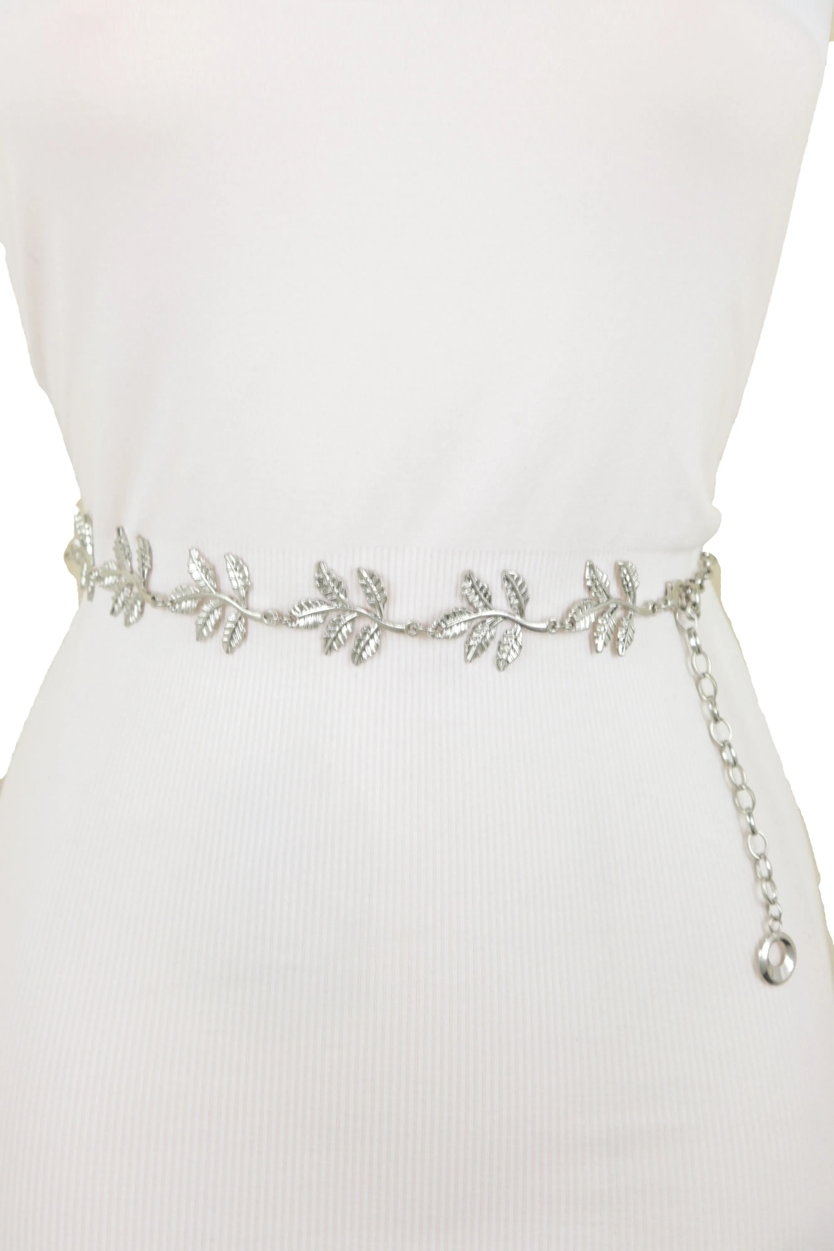 Greek Style Filigree Leaf Metal Chain Belt