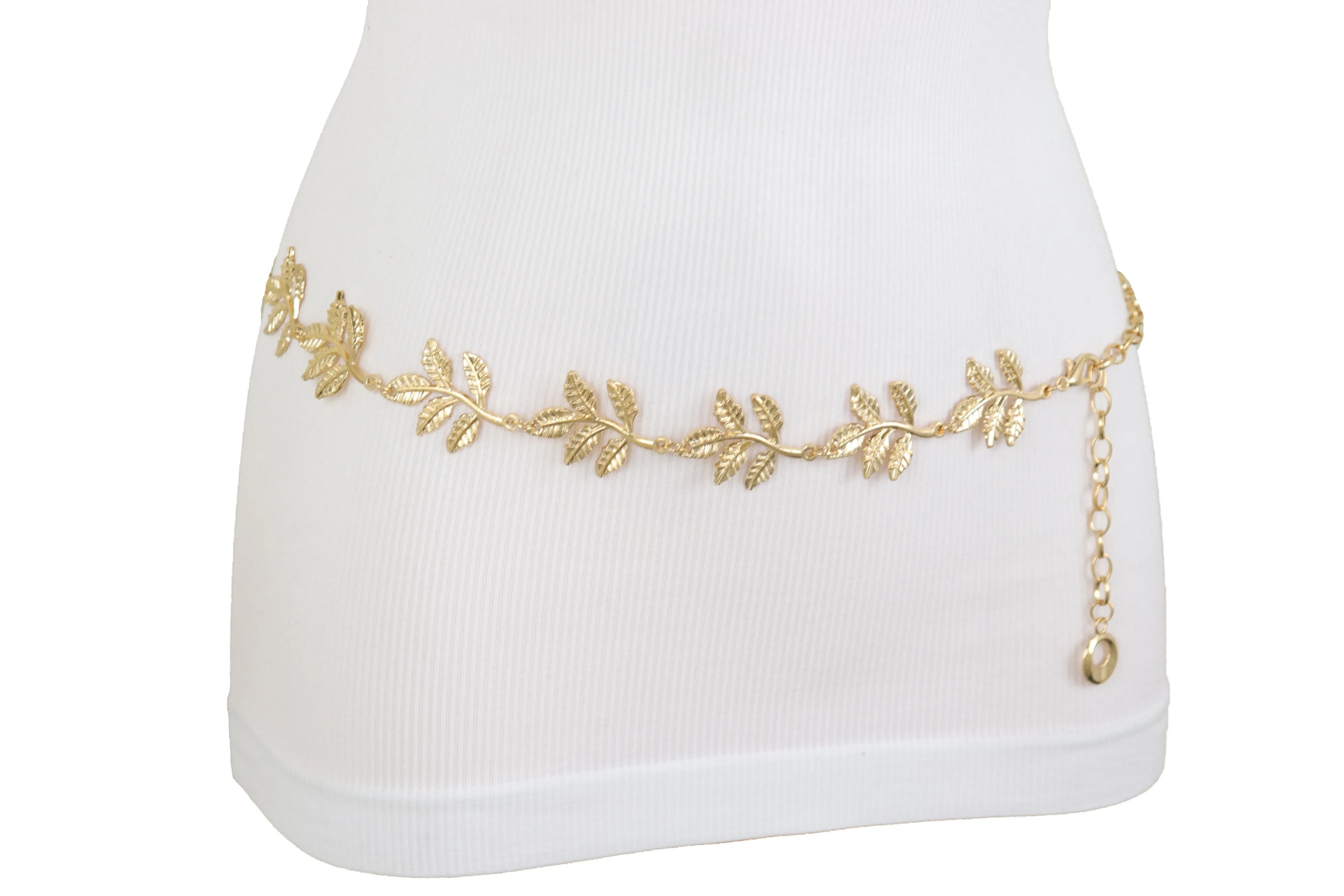 Greek Style Filigree Leaf Metal Chain Belt